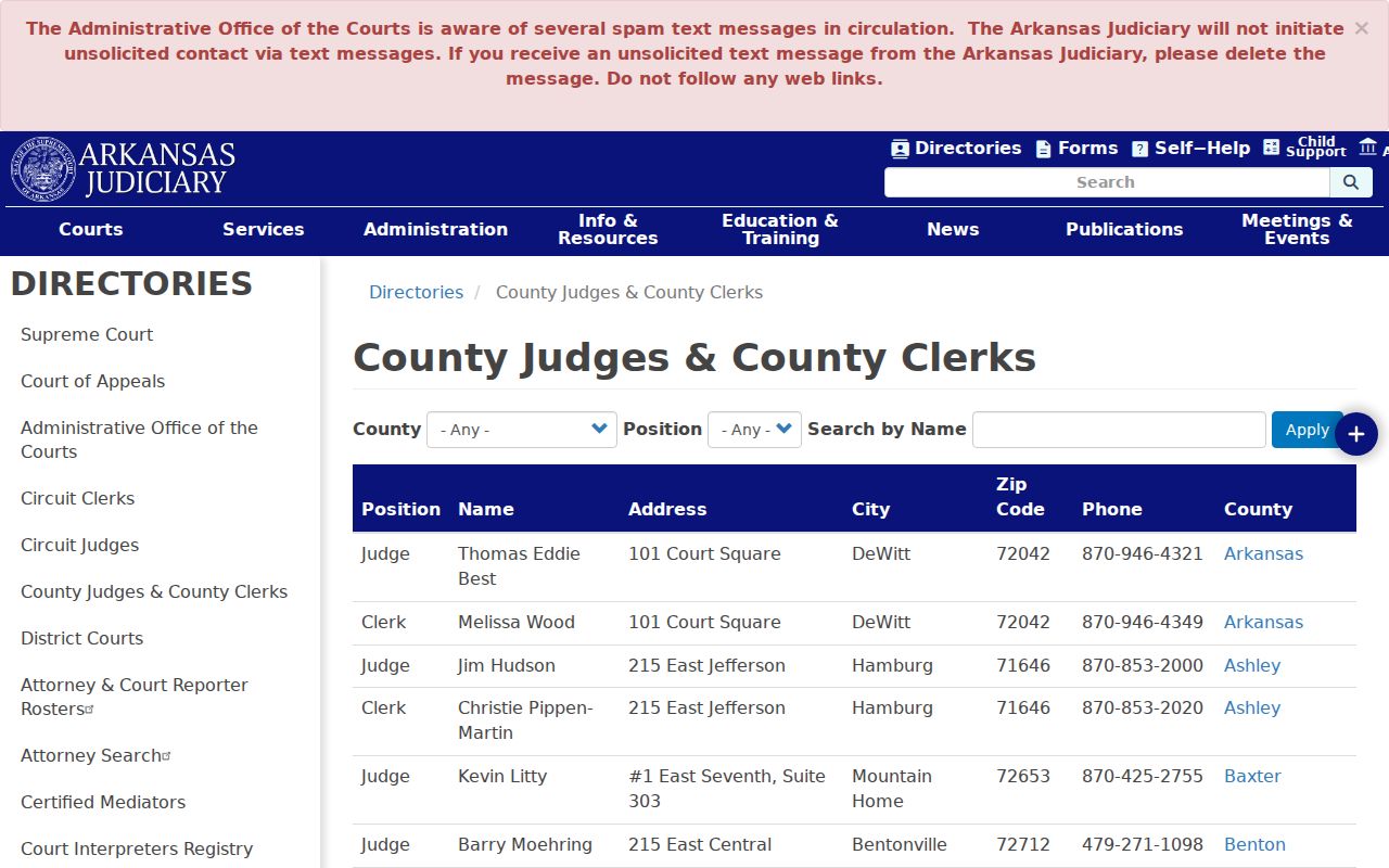 Chicot County arrest warrant county clerk directory context