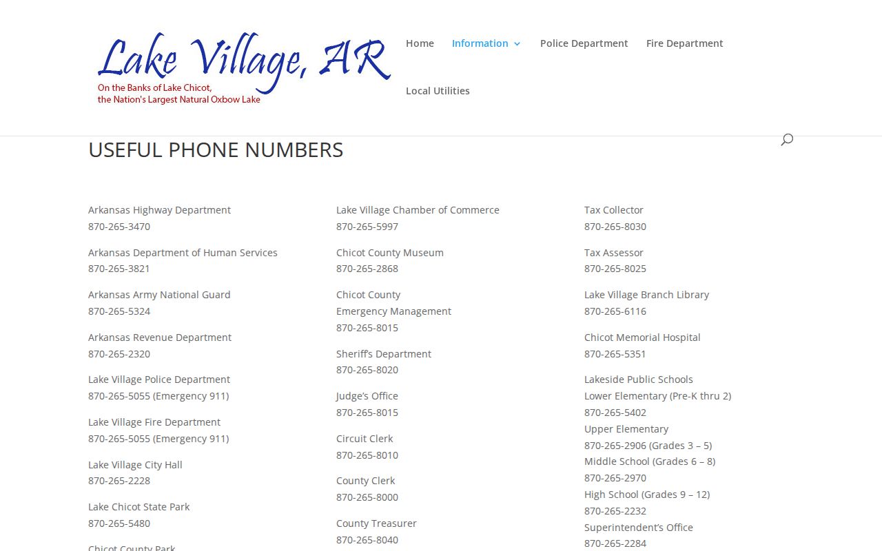 Lake Village contacts for Chicot County warrant records